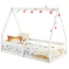 Idimex Lit cabane LUSIA 80x160 cm, lit simple 1 place pour bébé ou enfant de type Montessori, en pin massif lasuré blanc