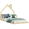 Idimex Lit enfant ELOA lit au sol 90x200 cm de type Montessori, tête de lit en forme de maison, en pin massif naturel