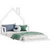 Idimex Lit enfant ELOA lit au sol 90x200 cm de type Montessori, tête de lit en forme de maison, en pin massif lasuré blanc