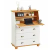 Bureau secrétaire - IDIMEX - GOMES - Pin massif - Blanc et brun