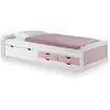 Idimex Lit fonctionnel rangements 90x200cm blanc rose