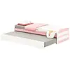 Idimex Lit gigogne LORENA 1 personne tiroir lit fonctionnel 90 x 190 cm pin massif lasuré blanc et rose