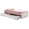 Idimex Lit gigogne lorena en pin massif, 90 x 200 cm, lasuré blanc et rose