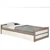 Idimex Lit gigogne LORENA 1 personne tiroir lit fonctionnel 90 x 190 cm pin massif lasuré taupe et blanc