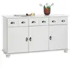 Idimex Buffet COLMAR commode bahut vaisselier meuble bas rangement avec 3 tiroirs et 3 portes, en pin massif lasuré blanc