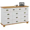 Idimex Commode COLMAR chiffonnier apothicaire rangement avec 11 tiroirs en pin massif lasuré blanc et brun