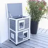 Maison d'extérieur pour chats Family 57x55x80 cm Gris et blanc Kerbl