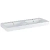 Geberit Icon wastafel 120x48.5x16cm 2 wasbakken 1 kraangat Midden met overloopgat Keramiek Wit glans