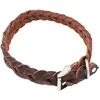 Collier en cuir tressé marron 28-35cm tour de cou, 25mm de large chien