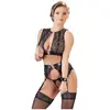 Cottelli Collection Ensemble Bondage à Jarretelles 4 Pièces Taille XL