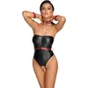 Cottelli Bondage - Stringbody met Bondage Details - Zwart/Rood