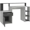 FMD Bureau avec réhausse et rangements BOLTON - Mélamine gris béton/antracite - L138,5 x H91,6 x P53,5 cm