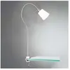 fischer Jam 30325 Lampe à pince Nickel mat avec abat-jour en tissu blanc et intérieur blanc Largeur 11 cm Hauteur 60 cm Portée du mur 45 cm avec interrupteur à cordon 1 ampoule E14 max. 10 W