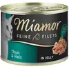 6x185g Miamor Filets Fins thon, riz en gelée - Pâtée pour chat