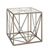 HAKU Möbel table d'appoint bronze, métal, verre trempé 8 mm - Dim.: L 50 cm x H 50 cm x P 50 cm, Style: Art Deco