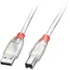 LINDY Câble USB 2.0 de type A/B - Transparent - 2m