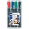 Staedtler 352 WP4 Etui de 4 Marqueurs permanents Pointe Ogive 2 mm Assortis