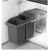 Poubelle de cuisine tri sélectif 2 bacs encastrable sous évier 30L (15...