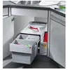Poubelle d'angle encastrable tri sélectif 3 bacs 34L (18+8+8) Hailo Ro...