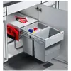 Poubelle de cuisine tri sélectif 2 bacs encastrable 40L (20+20) Hailo ...
