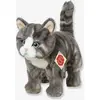 Teddy Hermann- Peluche-Chat-Debout Gris, 918226, 20 cm