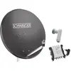 Kit Parabole SAT 80 cm + LNB quattro + commutateur 5/8 Schwaiger - Gris