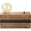 Brilliant WOODHILL-Lampe à poser Métal et bois avec interrupteur L22cm
