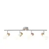 Brilliant Plafonnier barre à 4 lumières Babsan E14 40W bois clair et blanc