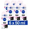 NIVEA Invisible For Black & White Clear Anti-Transpirant Deo Roller - Geen witte of gele strepen - Deodorant Beschermt 72 uur - 6 x 50 ml - Voordeelverpakking