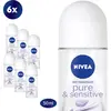 NIVEA Pure & Sensitive - 6 x 50 ml - Voordeelverpakking - Deodorant Ro...