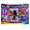 Puzzles 3 x 49 pièces Ravensburger Tournée mondiale Trolls 2