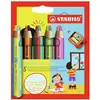 Crayon de couleur STABILO woody 3 in 1 - 24 couleurs - Mine bicolore - Bois certifié PEFC