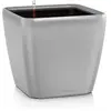 LECHUZA Pot de fleur - LEC - Quadro Premium LS 50 - argent métallisé - 15 L - système d'irrigation intégré