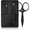 ZWILLING Kit de manucure (3 pièces, étui en cuir véritable, kit de voyage, avec ciseaux à ongles) Premium Black Edition