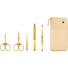 ZWILLING Kit de manucure (5 pièces, étui en cuir véritable, kit de voyage, avec ciseaux à ongles et ciseaux à cuticules) Premium Gold Edition