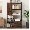 DREAMMESPACE Bibliothèque à 6 étagères 100x30x173.5cm, avec portes et tiroirs, style industrielle, étagère en acier, brun antique