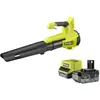 Souffleur - RYOBI - 18 V Turbo Jet - Vitesse max. 160 km/h - Débit air max. : 9,9 m³/min - 1 batterie 18V 4,0 Ah et 1 chargeur 2,0 A