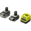 Pack 2 batteries RYOBI 18V One+ 4.0Ah et 2.0Ah - chargeur rapide 2.0Ah...