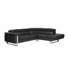 Vente-unique Canapé d'angle en cuir - MYSTIQUE - Noir - 3 places - Sty...