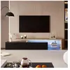 PERGAR Meuble TV 200 cmavec éclairage LED rangement aspect bois étagèr...
