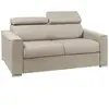 VENTE-UNIQUE Canapé 2 places convertible express en tissu VIZIR - Beige - Couchage 120 cm - Matelas 18 cm avec mémoire de forme DUNLOPILLO