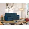 VENTE-UNIQUE Canapé 4 places convertible express en tissu bleu foncé - Couchage à lattes larges 160 cm - Matelas 18 cm CALIFE