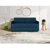 VENTE-UNIQUE Canapé 3 places convertible express en tissu bleu foncé - Couchage à lattes larges 140 cm - Matelas 18 cm CALIFE