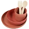 Bo Jungle - CPLA Eet Set Baby - Kinderservies - Kraamcadeau - Bestek - Beker - Bord - 5 stuks - Milieu verantwoordelijk - Ecologisch - Vaatwasbestendig en magnetronbestendig - Eco-responsable CPLA Tableware Set Oker