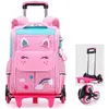 Cartable à Roulette Enfants ZGEER - Rose - Primaire - Dos - 30*15*40cm