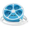 CHACON Multiprise design circulaire 4X16 a cordon 1,5m avec 2 usb-a + interrupteur - Bleu