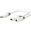 Nedis Adaptateur USB-C vers USB-C/Jack 3.5 mm (M/F) - 0.10 m - Blanc