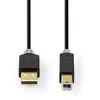 Câble USB Nedis pour USB type B - 3m - Anthracite - Moulé - USB 2.0