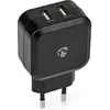 Nedis WCHAU484ABK Chargeur Mural 4.8 A 2 Sorties USB-A Noir