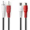 Câble audio stéréo 2x rca mâles - 2x rca femelles 5,0 m noir nedis